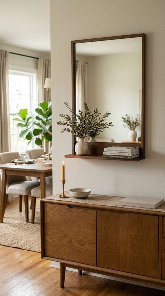 Mirror with a Built-In Shelf