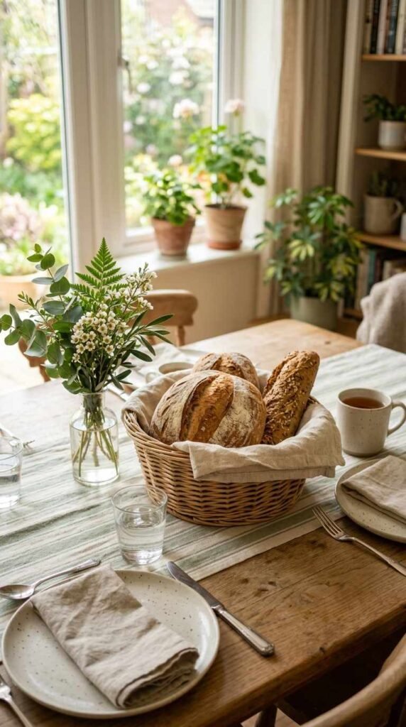 Wicker Basket Bread Display