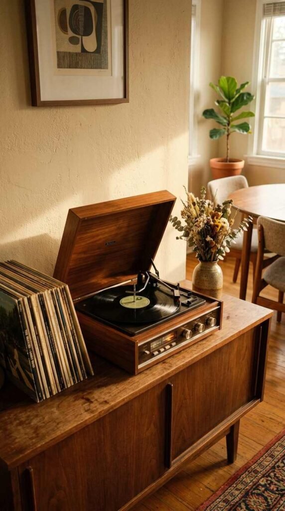 Vintage Record Player Display