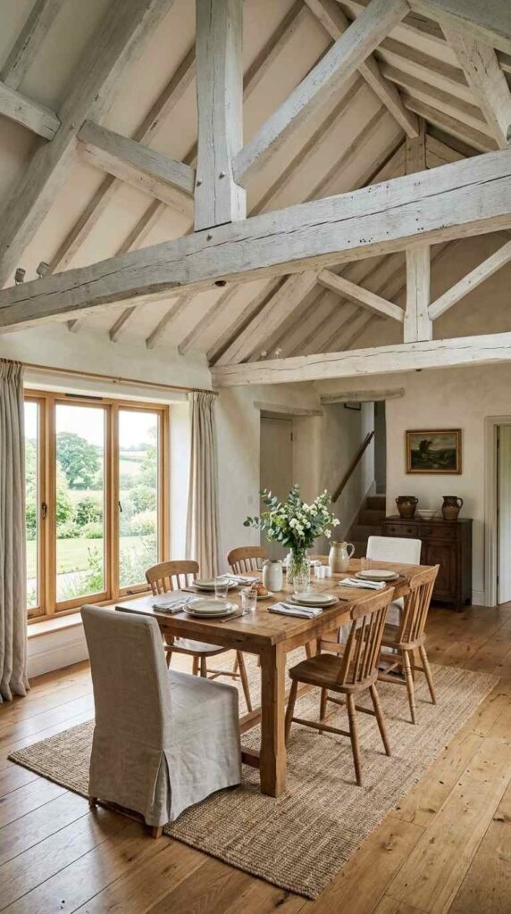 Whitewashed Wood Beams
