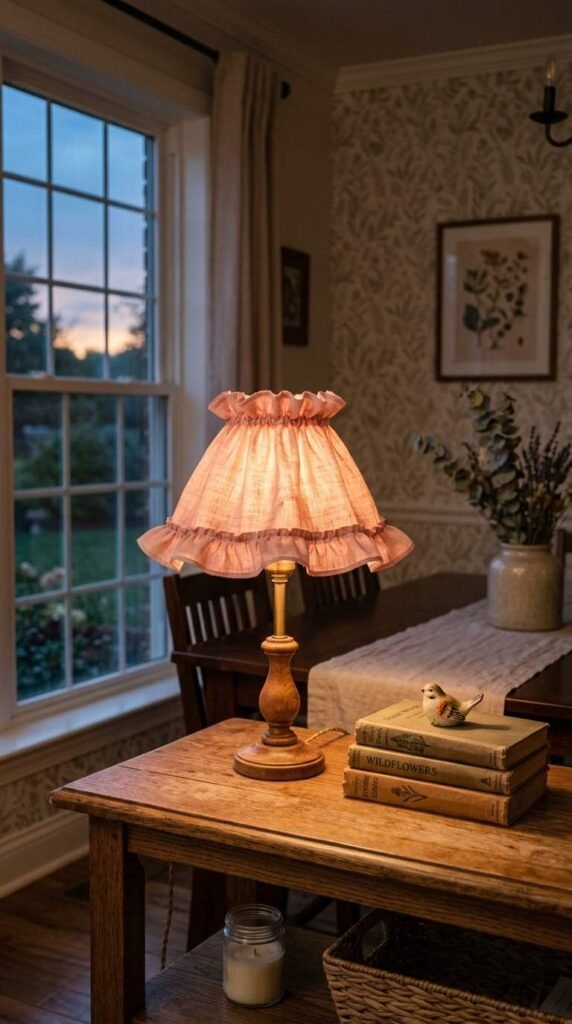 A Pink Ruffled Lampshade