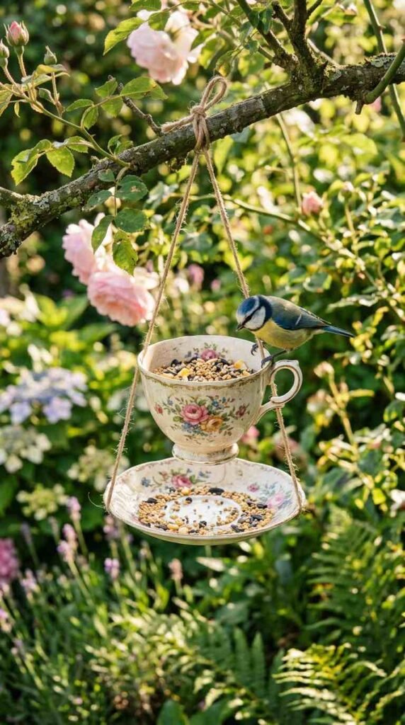 A Vintage Teacup Bird Feeder