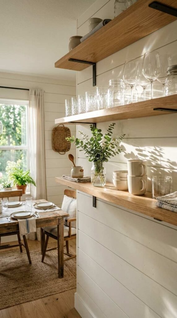 Open Shelving with Glassware Display