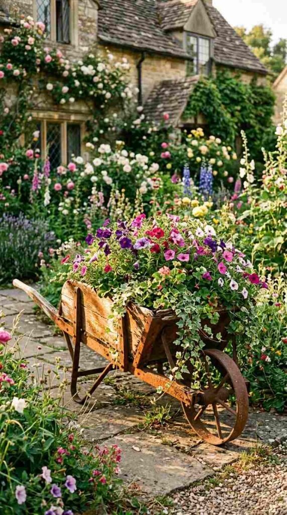 An Antique Wheelbarrow Planter