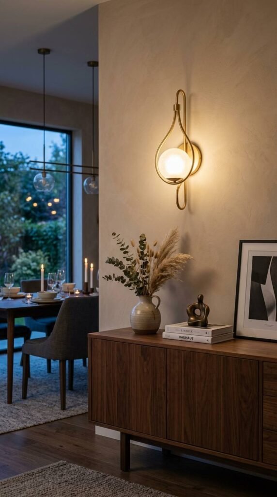 Sideboard Paired with a Statement Light Fixture