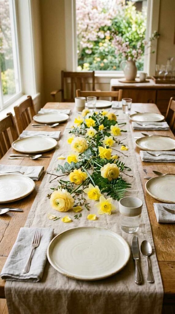 Soft Yellow Floral Runner