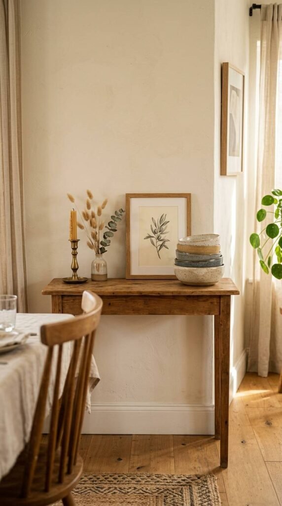 Slim Console Table with Art