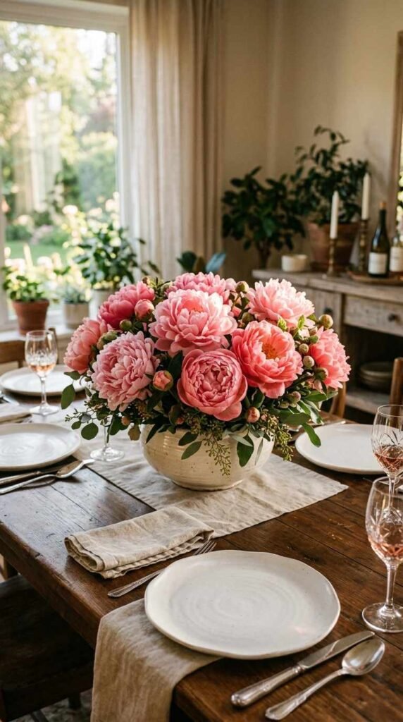A Pink Peony Centerpiece