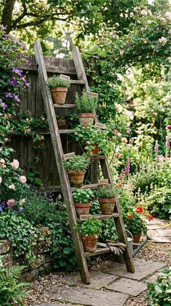 An Old Ladder Plant Stand