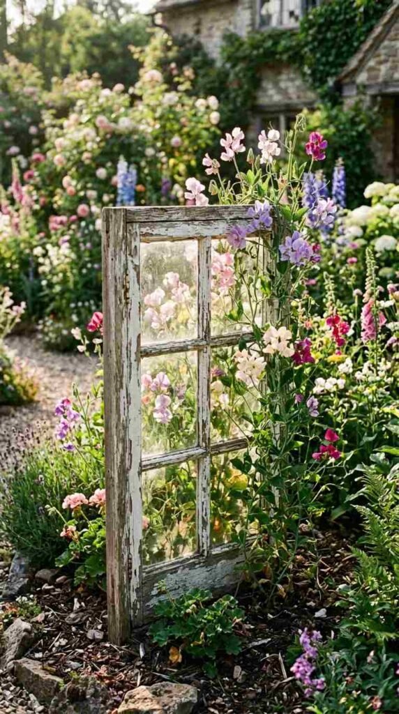 A Repurposed Window Frame Trellis