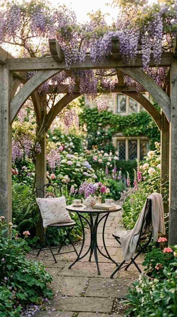 A Corner Pergola with Climbing Vines