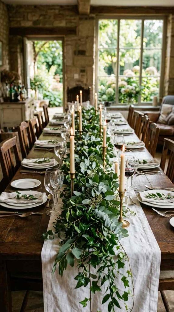 Greenery Garland Down the Center