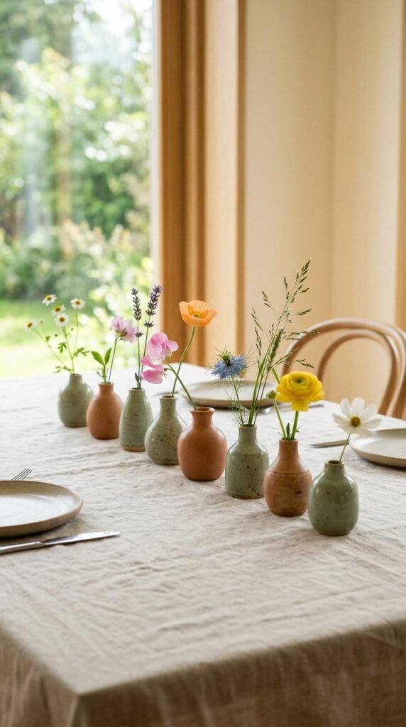 Ceramic Bud Vases in a Row