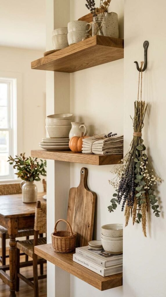 Style Open Shelving with Autumn Accents