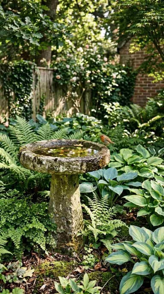 A Corner Bird Bath Feature
