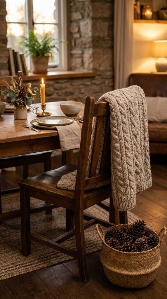 Finish with a Cozy Throw Blanket on a Chair