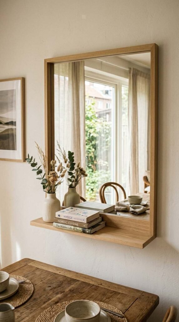 Mirror with a Built-In Shelf