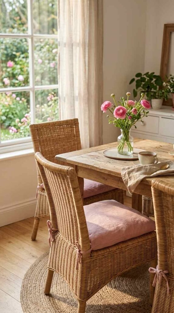 Pink Rattan Chair Cushions