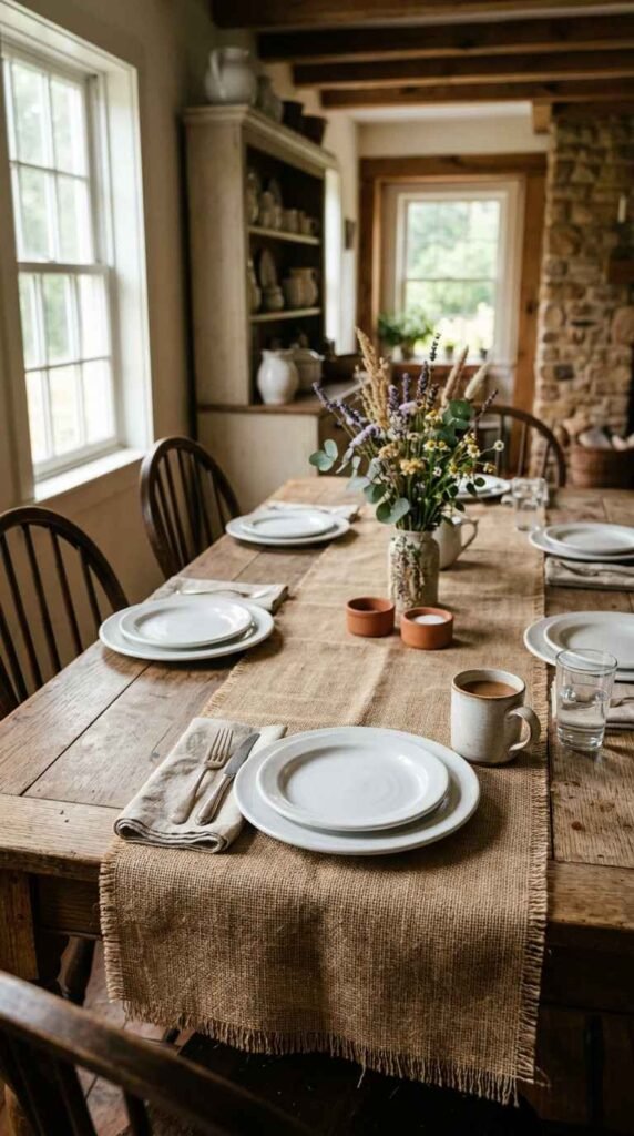 A Burlap Table Runner