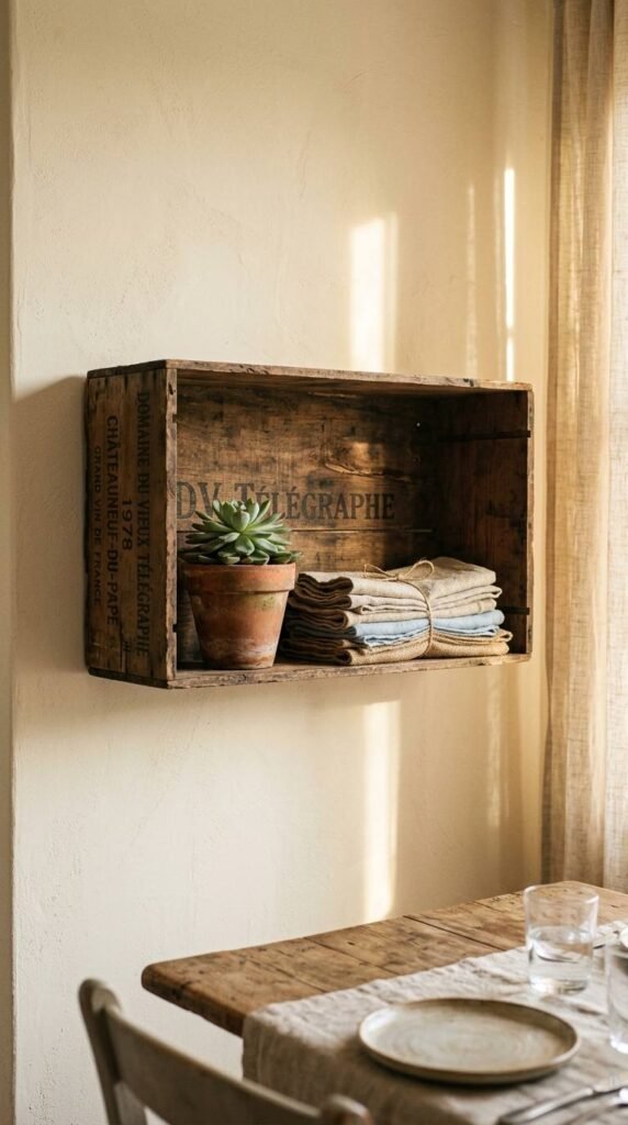 A Vintage Wine Crate Display
