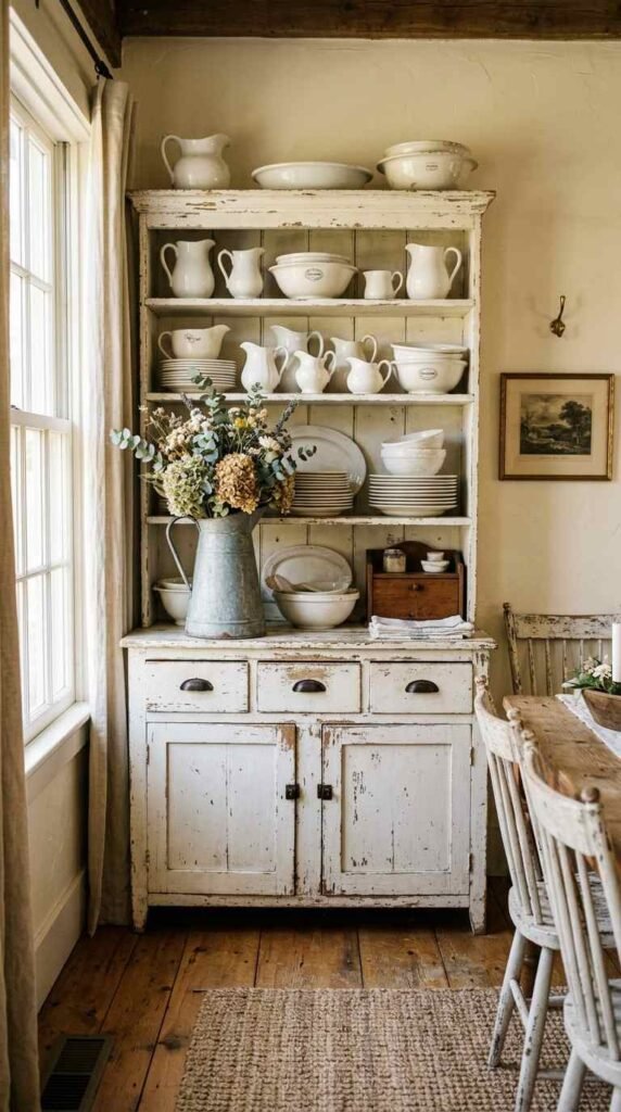  Distressed White Hutch
