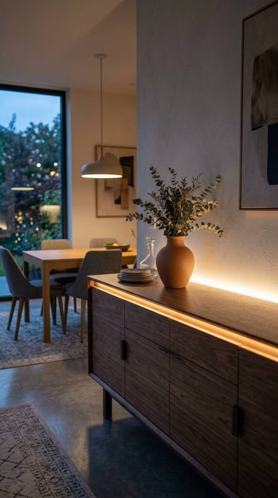 A Streamlined Buffet with Integrated Lighting