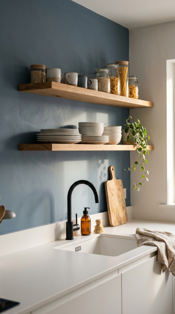 Slate Blue Open Shelving